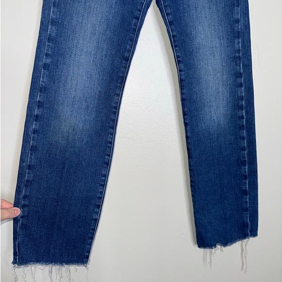 FRAME Le High Straight Trapunto Aurora Patch Pocket Jeans Raw Hem Size 25 - Picture 6 of 8